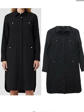 Brooks Brothers Button Down Long Sleeve Black Shirt Dress 14